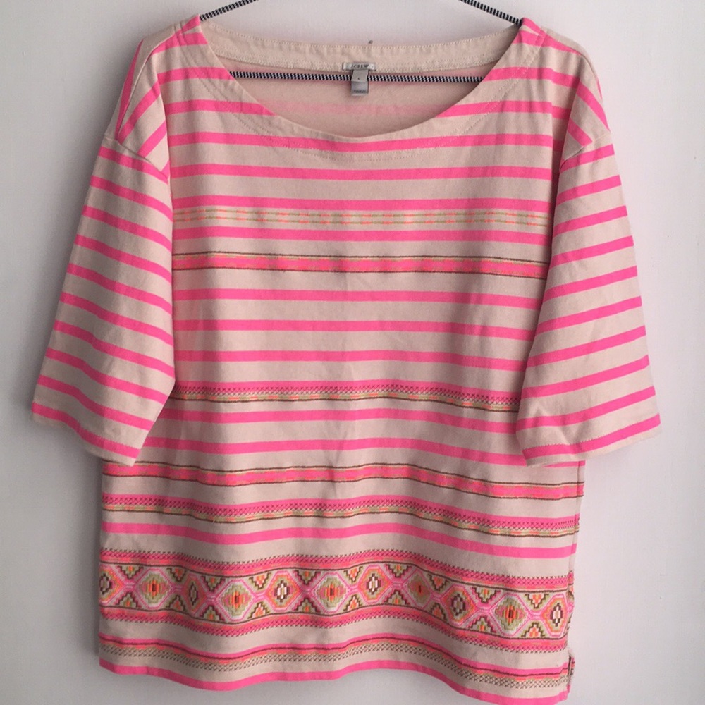 J. Crew Stitchwork Stripe Top
